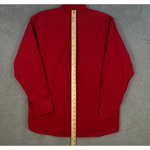 Roundtree And Yorke Outdoors Mens Large Red Cotton Button Down Shirt - Picture 9 of 12